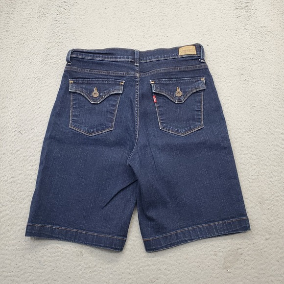Levi's San Fransico Bermuda Short Womens 12 Navy Perfectly Slimming‎ High Rise - Picture 2 of 8